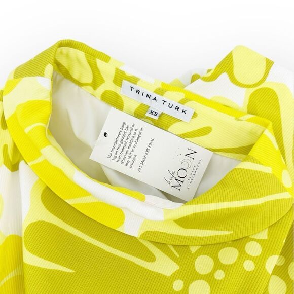 TRINA TURK Dress NWT Daisy Thoreau Yellow and White style# 2304310PW1- size XS - Picture 8 of 10